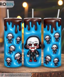 Baby Jigsaw 3D Puff 3D Printed Skinny Tumbler, Horror Halloween 3D Tumbler
