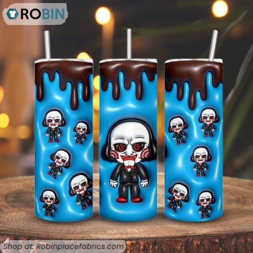 Baby Jigsaw 3D Puff 3D Printed Skinny Tumbler, Horror Halloween 3D Tumbler
