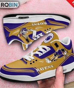 Baltimore Ravens Bugs Bunny Custom Jordan 3 Sneakers Baltimore Ravens Bugs Bunny Custom Jordan 3 Sneakers