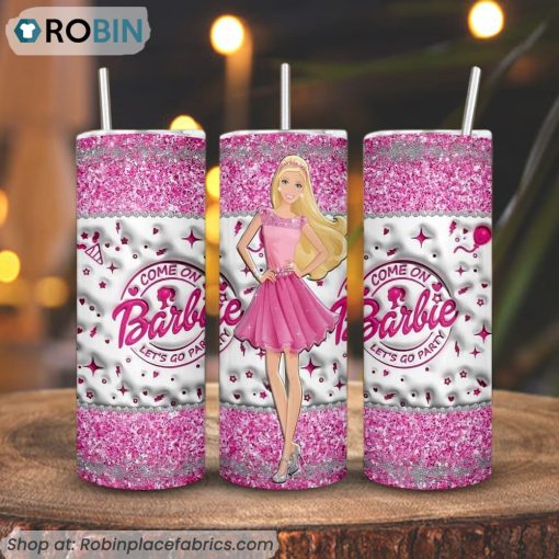 Barbie Doll Blonde Hair 3D Printed Skinny Tumbler, Let’s Go Party Barbie Tumbler