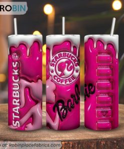 Barbie Starbucks Coffee 3D Puff 3D Printed Skinny Tumbler, Barbie Girl 2023 3D Tumbler