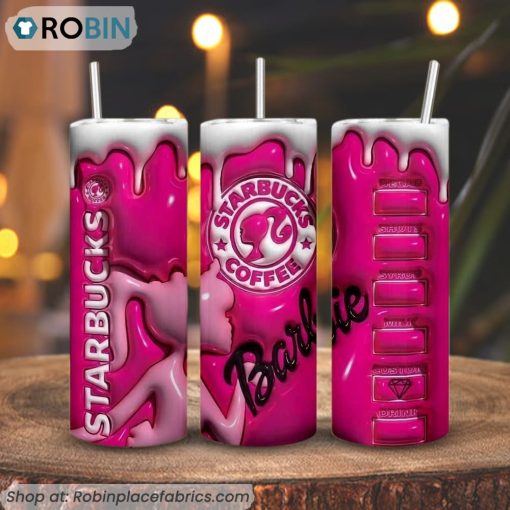 Barbie Starbucks Coffee 3D Puff 3D Printed Skinny Tumbler, Barbie Girl 2023 3D Tumbler
