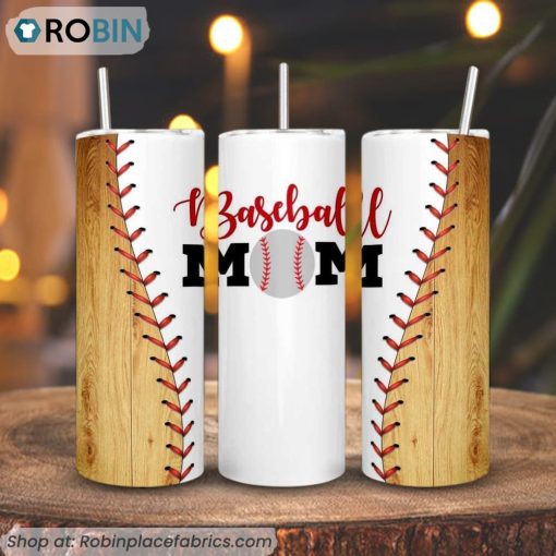 Baseball Mom Wood Print 3D Printed Skinny Tumbler, Sport Tumbler