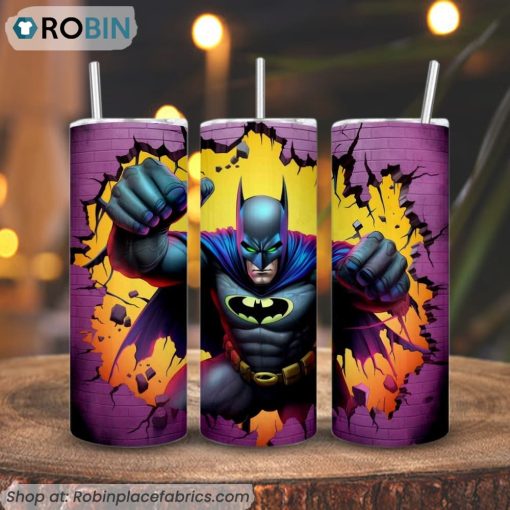 Batman Color Crack Wall 3D Printed Skinny Tumbler, DC Superhero Tumbler