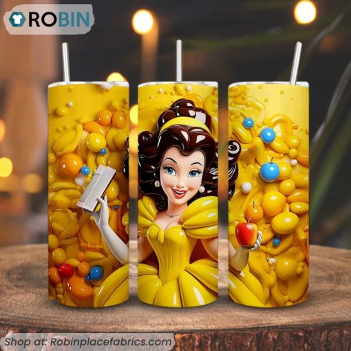 Belle Princess 3D 3D Printed Skinny Tumbler, Beauty And The Beast Tumbler
