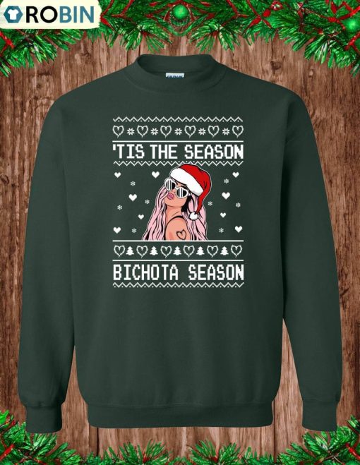 Bichota Season Tis The Season Shirt, Karol G Christmas Long Sleeve Hoodie
