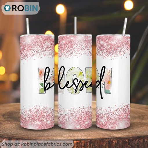 Blessed Mom 3D Printed Skinny Tumbler, Mom Life Tumbler
