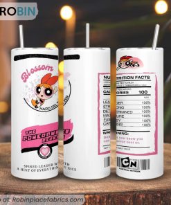 Blossom Powerpuff Girls Hard Seltzer Nutrition Facts 3D Printed Skinny Tumbler, Cartoon Girls Tumblers
