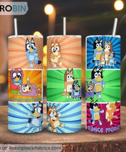 Bluey Dance Mode 3D Printed Skinny Tumbler, Bluey Party Tumbler