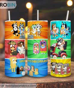 Bluey Lucky’s Dad Rules 3D Printed Skinny Tumbler, Bluey Family Tumbler