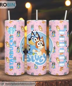 Bluey Starbucks 3D Printed Skinny Tumbler, Bluey Coffee Tumbler