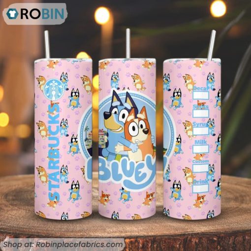 Bluey Starbucks 3D Printed Skinny Tumbler, Bluey Coffee Tumbler