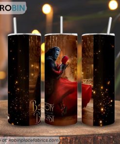 Booty And The Beast Deadpool 3D Printed Skinny Tumbler, Funny Beauty And The Beast Tumbler