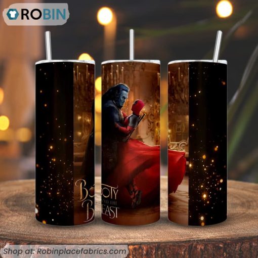 Booty And The Beast Deadpool 3D Printed Skinny Tumbler, Funny Beauty And The Beast Tumbler