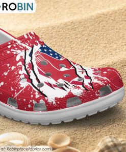 Boston Red Sox American Flag Pattern Printed Crocs Shoes, Red Sox Fan Gears
