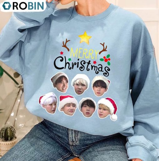 Bts Christmas Shirt, Christmas Bangtan Crewneck Sweatshirt Long Sleeve