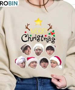 Bts Christmas Shirt, Christmas Bangtan Crewneck Sweatshirt Long Sleeve