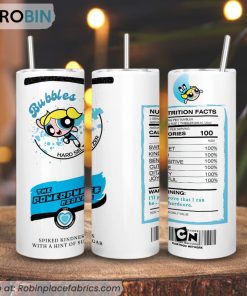Bubbles The Powerpuff Girls Hard Seltzer Nutrition Facts 3D Printed Skinny Tumbler, Cartoon Tumblers