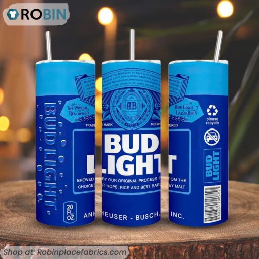 Bud Light Beer 3D Printed Skinny Tumbler, Beer Drink Tumbler