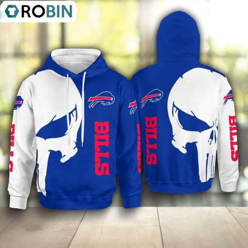 Buffalo Bills Punisher Skull Hoodie and Zip Hoodie, Bills Clothing