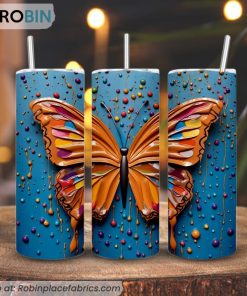 Butterfly Colorful 3D 3D Printed Skinny Tumbler, Butterflies Tumbler