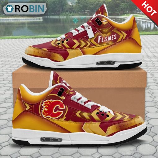 Calgary Flames Custom Jordan 3 Sneakers