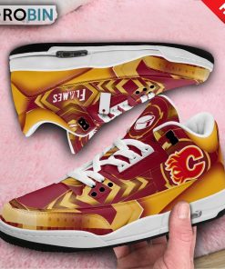 Calgary Flames Custom Jordan 3 Sneakers