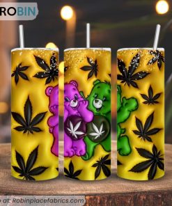 Care Bears Weed 3D Inflated 3D Printed Skinny Tumbler, Funny MarijuanaTumbler