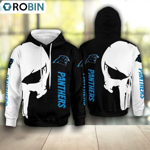 Carolina Panthers Punisher Skull Hoodie and Zip Hoodie, Carolina Panthers Apparel