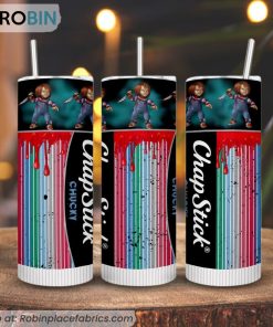 Chapstick Chucky 3D Printed Skinny Tumbler, Horror Movie Tumblers