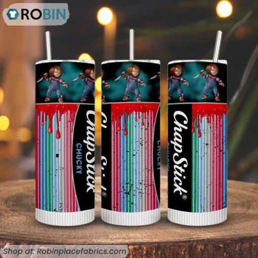 Chapstick Chucky 3D Printed Skinny Tumbler, Horror Movie Tumblers