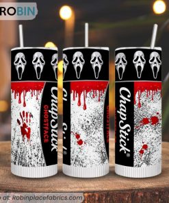 Chapstick Ghostface 3D Printed Skinny Tumbler, Scream Horror Movie Halloween Tumblers