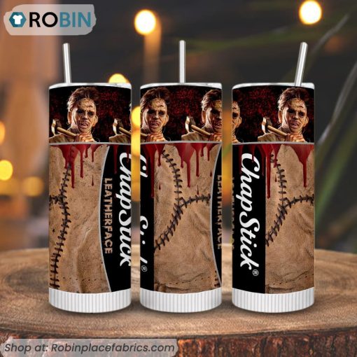 Chapstick Leatherface 3D Printed Skinny Tumbler, Texas Chain Saw Massacre Tumblers