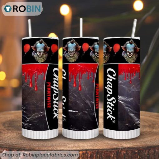 Chapstick Pennywise 3D Printed Skinny Tumbler, It Horror Movie Tumblers