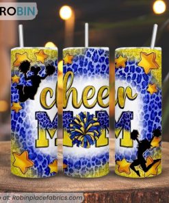 Cheer Mom Leopard 3D Printed Skinny Tumbler, Cheerleader Mama Tumbler