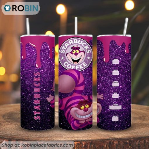 Cheshire Cat Starbucks Coffee Tumbler, Alice In Wonderland Cat Tumbler