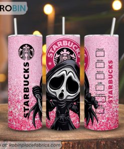 Chibi Ghostface Starbucks Coffee 3D Printed Skinny Tumbler, Scream Horror Movie Tumbler Chibi Ghostface Starbucks Coffee 3D Printed Skinny Tumbler, Scream Horror Movie Tumbler