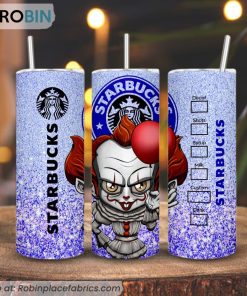 Chibi Pennywise Starbucks Coffee 3D Printed Skinny Tumbler, It Horror Movie Halloween Tumbler