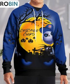 Chicago Cubs Jack Skellington Halloween Hoodie and Zip Hoodie, Chicago Cubs Gifts for Fans Chicago Cubs Jack Skellington Halloween Hoodie and Zip Hoodie, Chicago Cubs Gifts for Fans