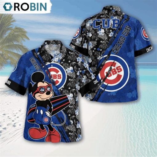 Chicago Cubs Mickey Mouse Floral Short Sleeve Hawaii Shirt, Cubs Gifts