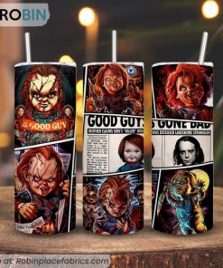 Chucky 3D Printed Skinny Tumbler, Horror Doll Movie Tumbler