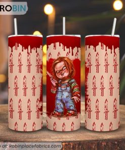 Chucky 3D Printed Skinny Tumbler, Terrifying Doll Halloween Tumbler