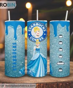 Cinderella Starbucks Coffee 3D Printed Skinny Tumbler, Princess Disney Tumbler