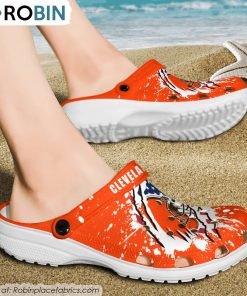 Cleveland Browns American Flag Pattern Printed Crocs Shoes, Browns Merch Cleveland Browns American Flag Pattern Printed Crocs Shoes, Browns Merch