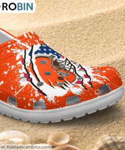 Cleveland Browns American Flag Pattern Printed Crocs Shoes, Browns Merch Cleveland Browns American Flag Pattern Printed Crocs Shoes, Browns Merch