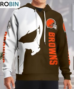 Cleveland Browns Punisher Skull Hoodie and Zip Hoodie, Browns Gifts for Fans