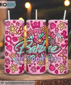 Come On Barbie Let’s Go Party 3D Puff 3D Printed Skinny Tumbler, Barbie Girl 3D Tumbler