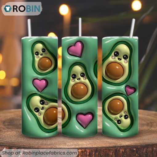 Cute Avocado 3D Inflated 3D Printed Skinny Tumbler, FruitTumbler