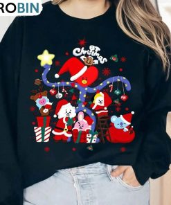 Cute Bts Bt21 Christmas Shirt, Christmas In July Kpop Bangtan Unisex Hoodie, Sweatshirt