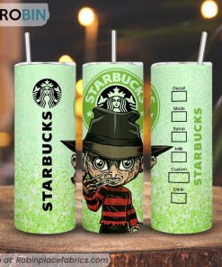 Cute Freddy Krueger Starbucks Coffee 3D Printed Skinny Tumbler, Elm Street Tumbler